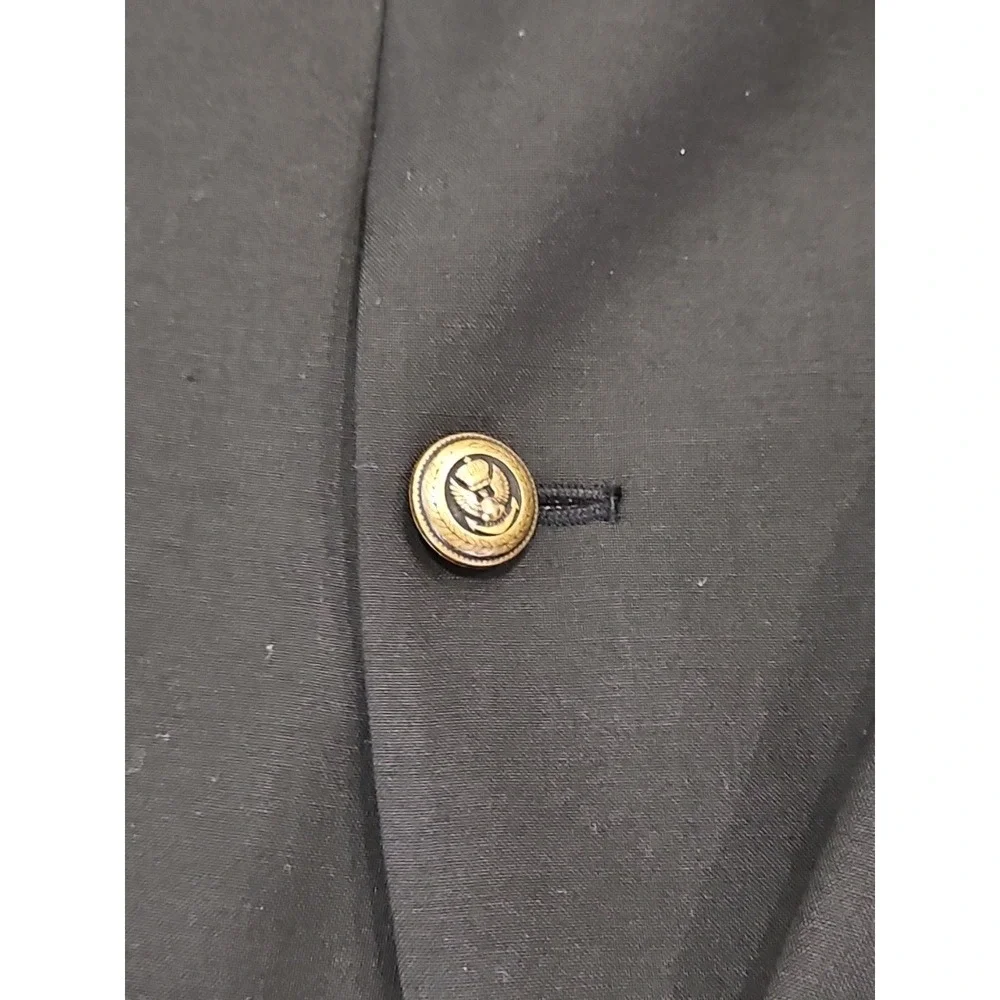 Jos A Bank 44R Metal Button Blazer Eagle Crown Black Sport Coat Wool Suit Jacket